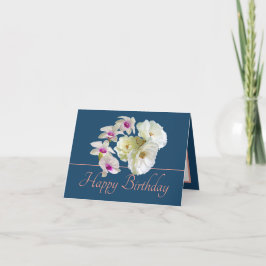 Blue Rosa Bouquet Vit ros Orchids Birthday Kort