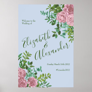 Blue Rosa Bröllop Blommigt Ro Poster