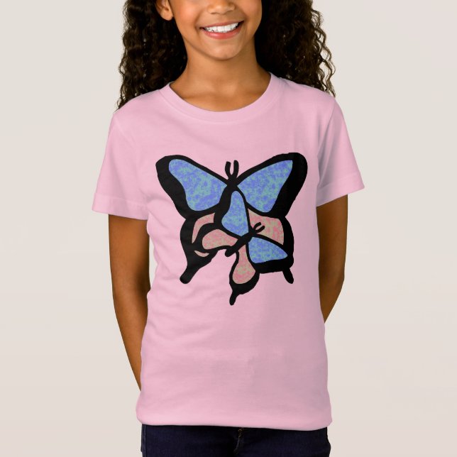 Blue & Rosa Butterflies Girls Tee (Framsida)
