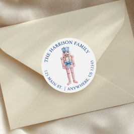 Blue Rosa Chinoiserie Toile Nutcracker Adress Runt Klistermärke