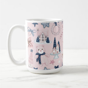 BLUE & ROSA CHRISTMAS HELGDAG NALLE & COOKIES KAFFEMUGG