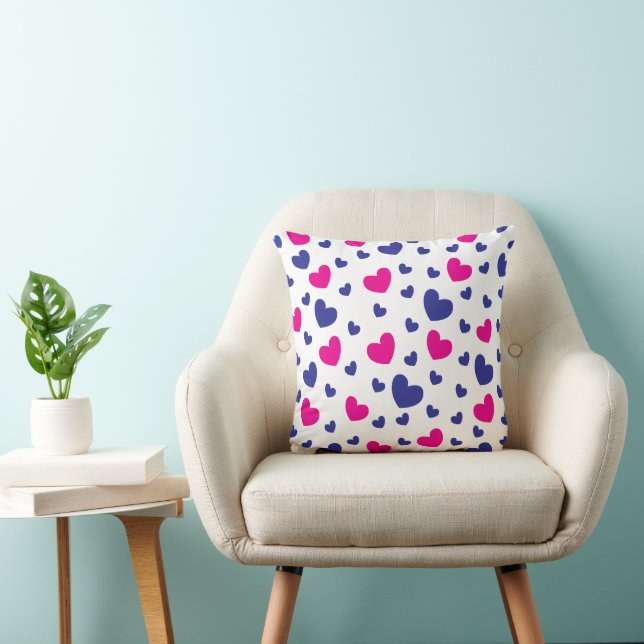 Blue Rosa Cute Hearts Mönster Kudde (Stol)