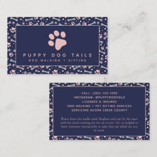 Blue Rosa Dog Walker Pet Sitter Visitkort