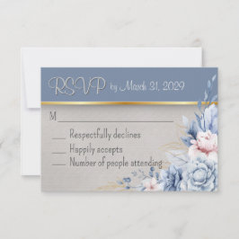 Blue & Rosa Elegance Bröllop OSA Kort