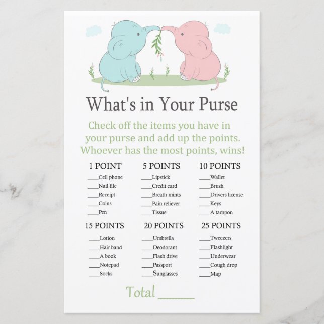 Blue Rosa Elephant What's in your purse match (Framsida)