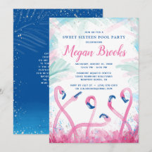 Blue Rosa Flamingo Bassäng Party Sweet 16 Birthday