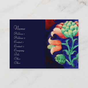 BLUE ROSA GRÖNT BLOMMIGT DECOR Stylized Flower Visitkort