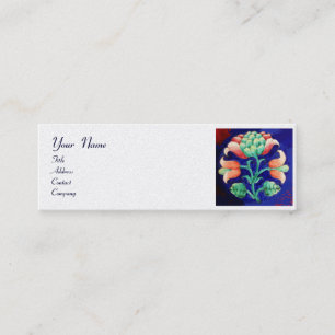 BLUE ROSA GRÖNT BLOMMIGT MONOGRAM Vit Pearl  Mini Visitkort