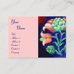 BLUE ROSA GRÖNT FLOWER,BLOMMIGT DECOR MONOGRAM VISITKORT