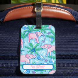 Blue Rosa Grönt Preppy Elephant Bagagebricka