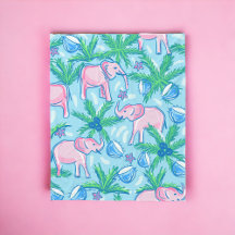 Blue Rosa Grönt Preppy Elephant
