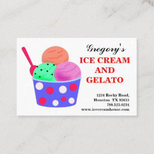 Blue Rosa Grönt Red Ice Cream Gelato Visitkort