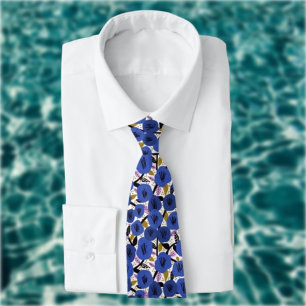 Blue Rosa Guld Blommönster Slips