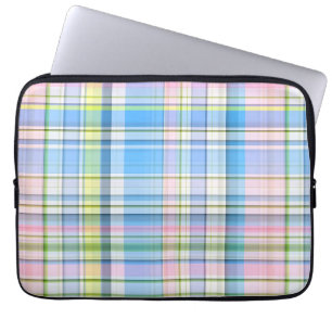 Blue Rosa Gult Wht Preppy Madras Laptop Fodral