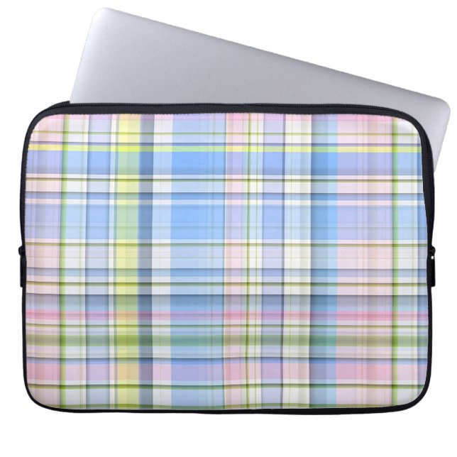Blue Rosa Gult Wht Preppy Madras Laptop Fodral (Framsidan)