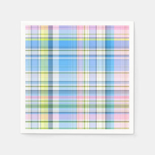 Blue Rosa Gult Wht Preppy Madras Pappersservett