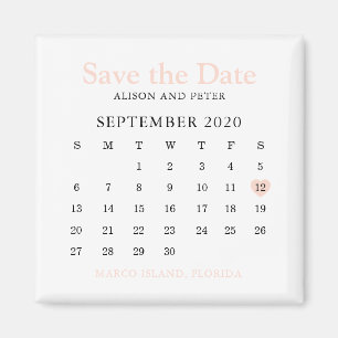 Blue Rosa Heart Calendar Bröllop spara datum Magnet