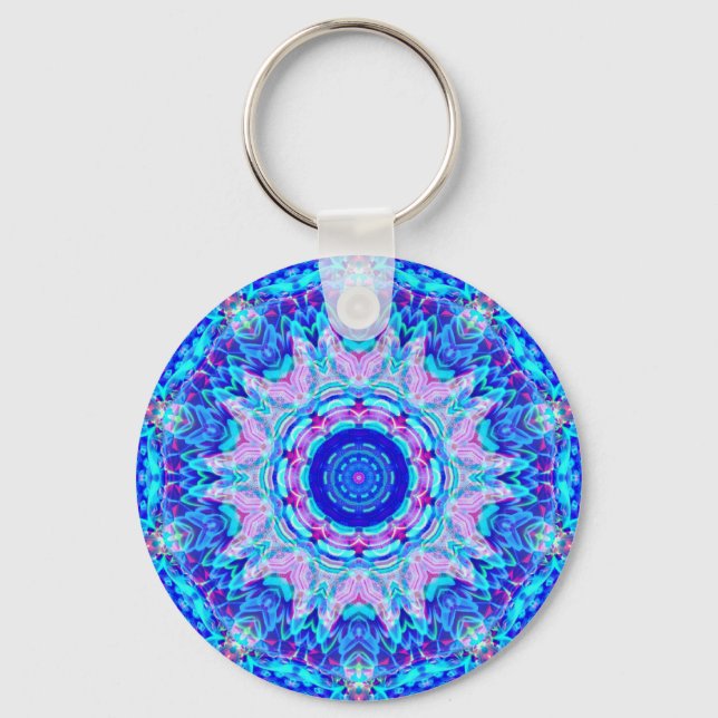 Blue Rosa Kaleidoscope-nyckelkedja Nyckelring (Framsida)