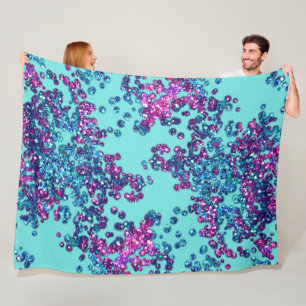 Blue Rosa Lila Glittery Confetti Fleecefilt