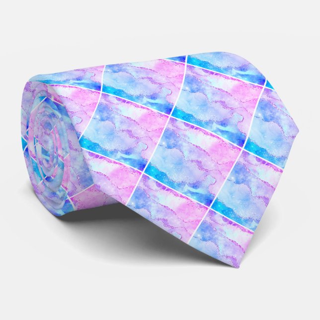 BLUE ROSA MARBLED ABSTRAKT OCEAN TIE SLIPS (Rullad)