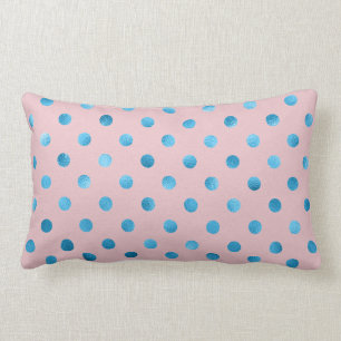 Blue Rosa Metallic Faux Foil Polka Dot Swiss Dots Lumbarkudde