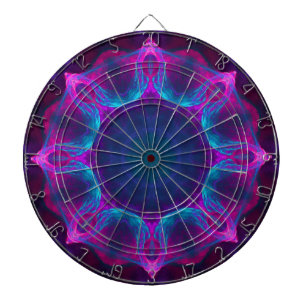 Blue & Rosa Neon Mörk Kaleidoscope Gradient Darttavla