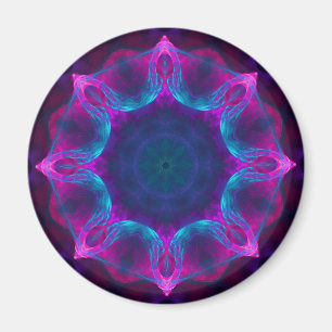 Blue & Rosa Neon Mörk Kaleidoscope Gradient Magnet