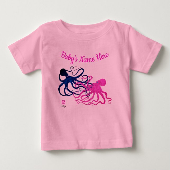 Blue & Rosa Oktopodes - Baby Tutu Bodykostym Tee (Framsida)