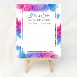 Blue Rosa Smoke Baby Gender Reveal Party Vote Poster