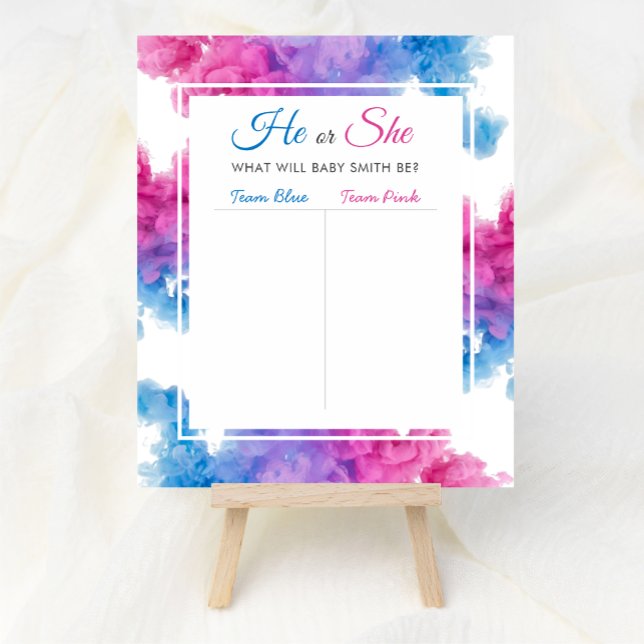 Blue Rosa Smoke Baby Gender Reveal Party Vote Poster (Skapare uppladdad)