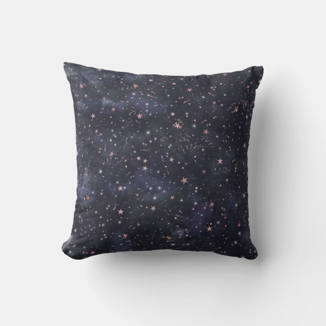 Blue & Rosa Starry Night Himlar Celestial Whimsial Kudde (Framsida)