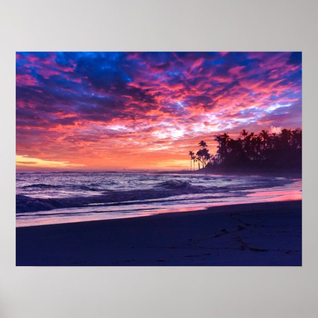 Blue Rosa Sunset Ocean Photo 178 Poster (Framsidan)