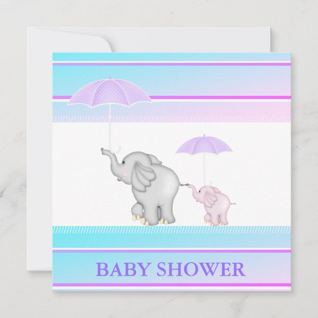 Blue Rosa UMBRELLA BABY SHOWER-INBJUDAN Inbjudningar (Framsida)