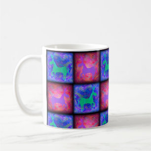 Blue Rosa Unicorn Checks Epic Neon Design Kaffemugg