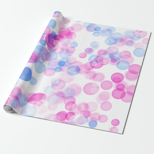 Blue Rosa White Bubbles Bokeh Effect Presentpapper (Utrullad)