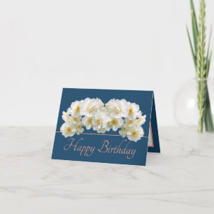 Blue Rosa White Daffodil Bouquet Grattis på födels Kort