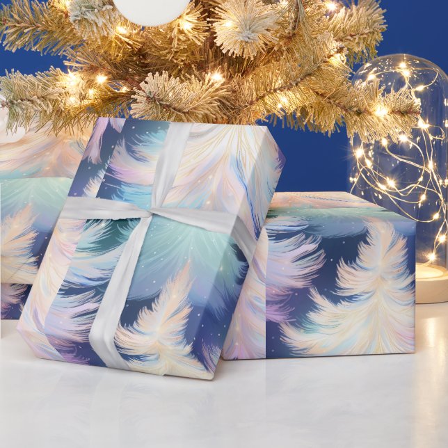 Blue Rosa White Guld Träd Modern jul Presentpapper (Helgdagar)