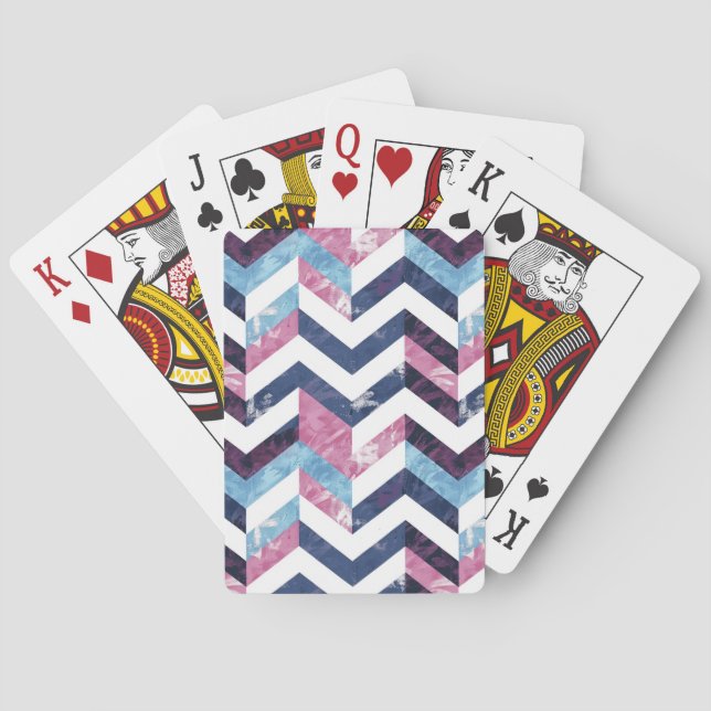 Blue Rosa White Marble Chevron Casinokort (Baksidan)
