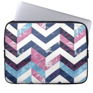 Blue Rosa White Marble Chevron Laptop Fodral