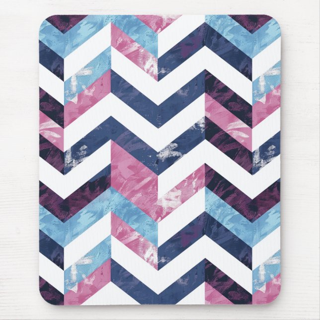 Blue Rosa White Marble Chevron Musmatta (Framsidan)