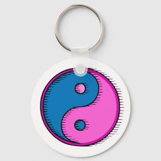 Blue Rosa Windblown Yin Yang Nyckelring