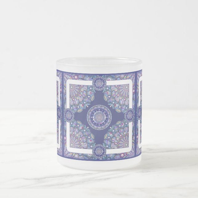 Blue Rosace Frostad Glasmugg (Center)