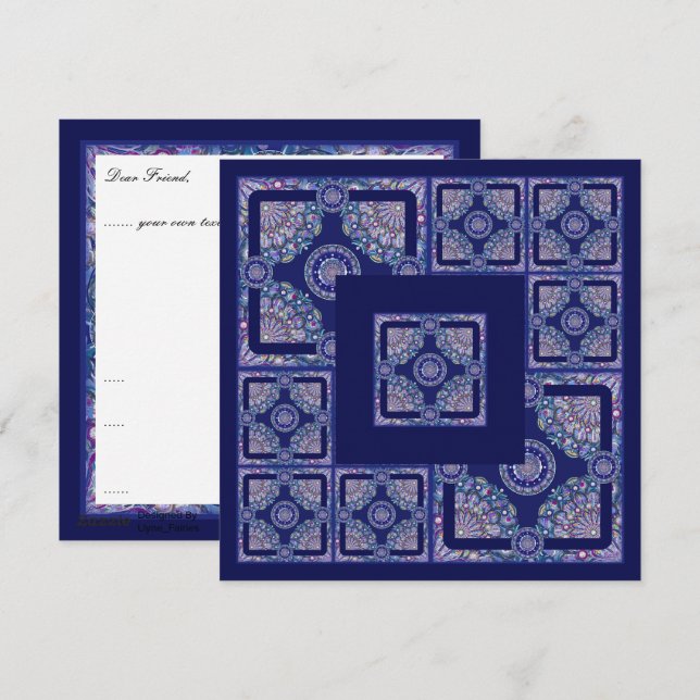 Blue Rosace Julkort (Fram/baksida)