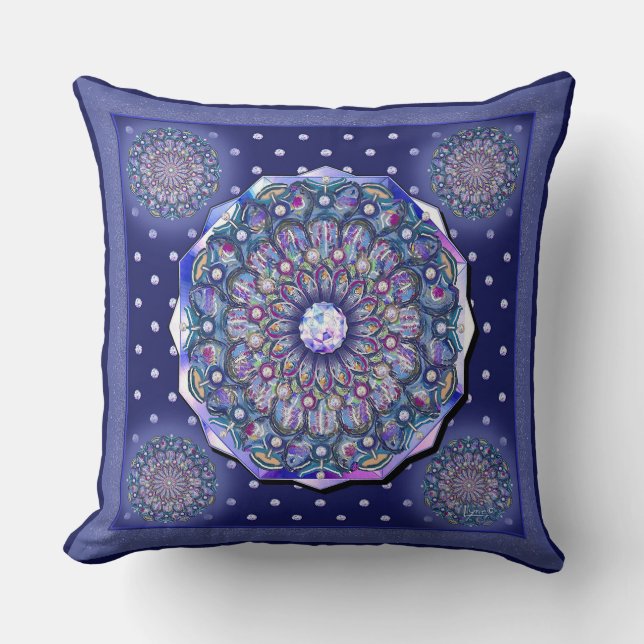 Blue Rosace Kudde (Framsida)