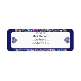 Blue Rosace Returadress Etikett