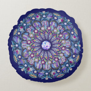 Blue Rosace Rund Kudde