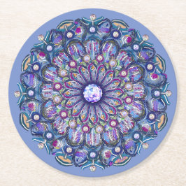 Blue Rosace Underlägg Papper Rund