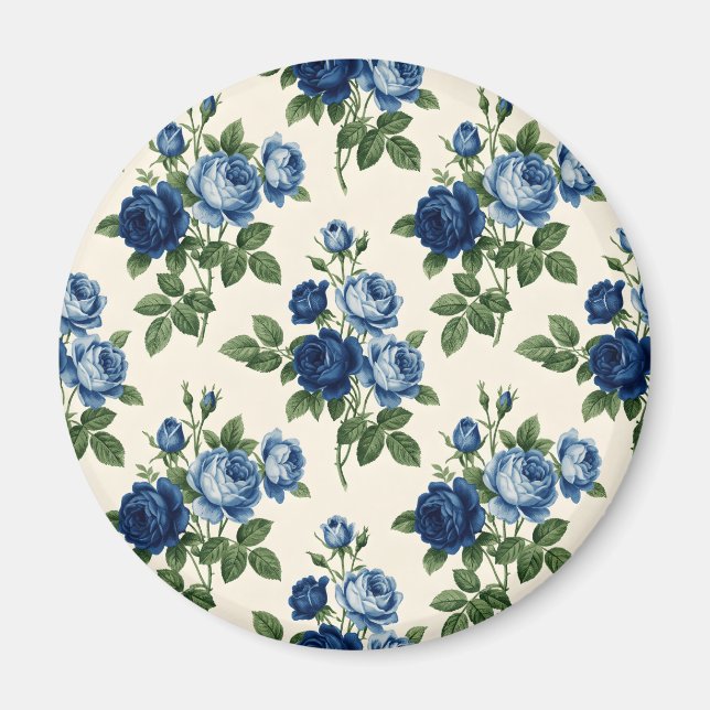 Blue Rose Floral Pattern Magnet (Framsidan)
