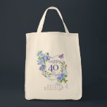 Blue Rose Ribbon 40th Birthday Tygkasse<br><div class="desc">Lovely and elegant rose with butterfly.</div>