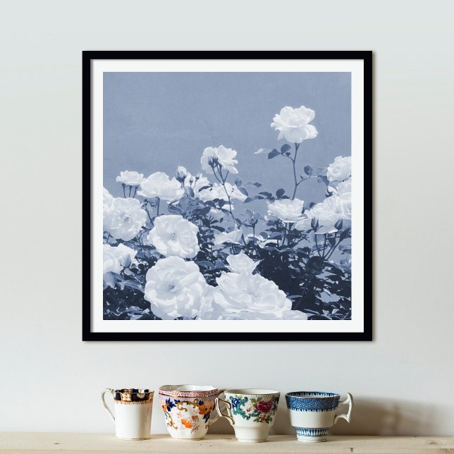 Blue Roses Floral Garden Photo Art Print Poster (Skapare uppladdad)